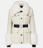 Moncler Grenoble Devez belted shearling-trimmed virgin wool down ski jacket
