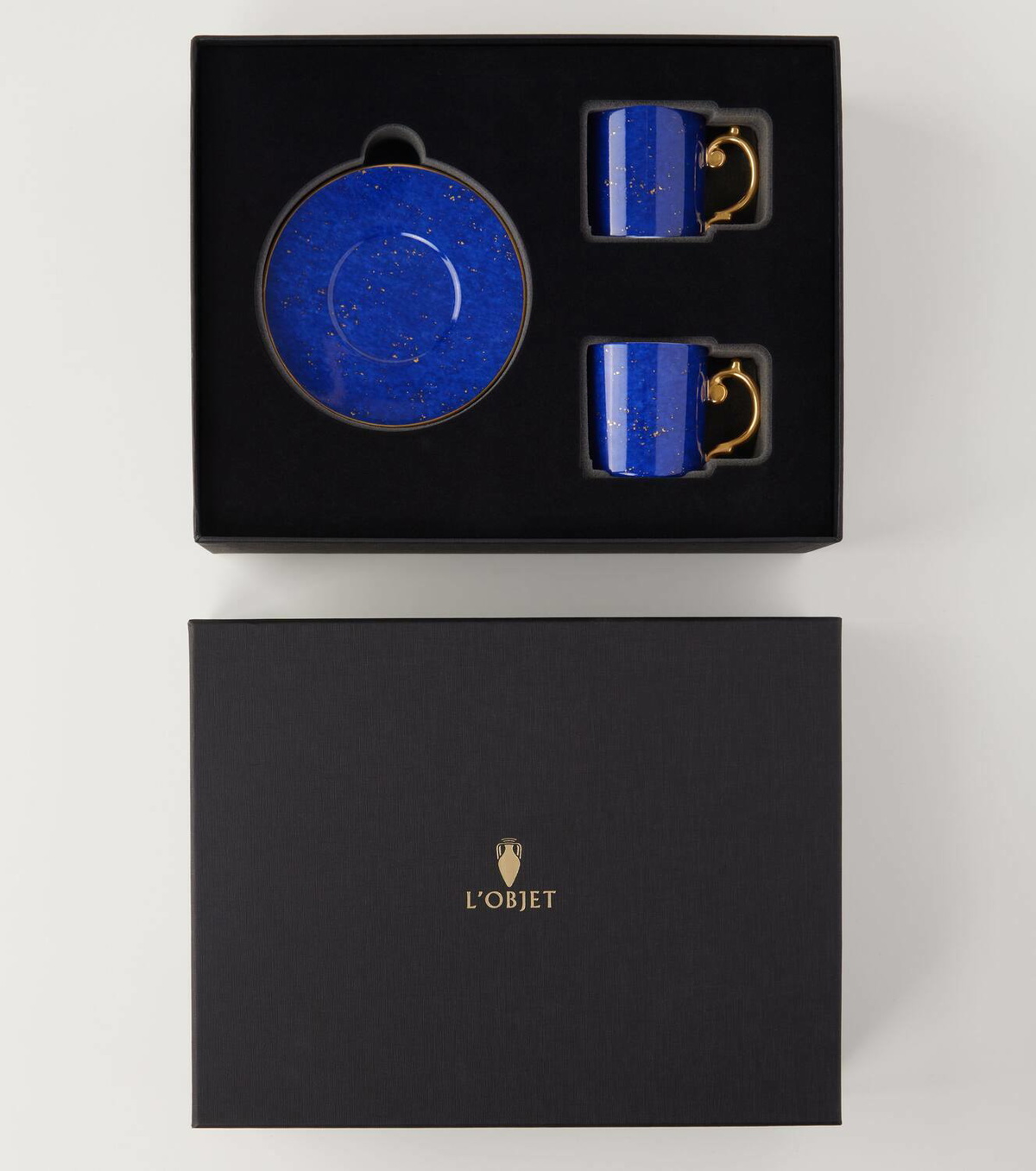 L'Objet Lapis set of 2 espresso cups and saucers