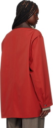 AURALEE Red Wool Max Canvas Jacket