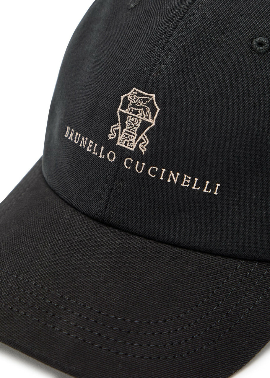 Brunello Cucinelli Logo-embroidered Cotton cap Black