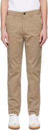 BOSS Taupe Slim-Fit Trousers