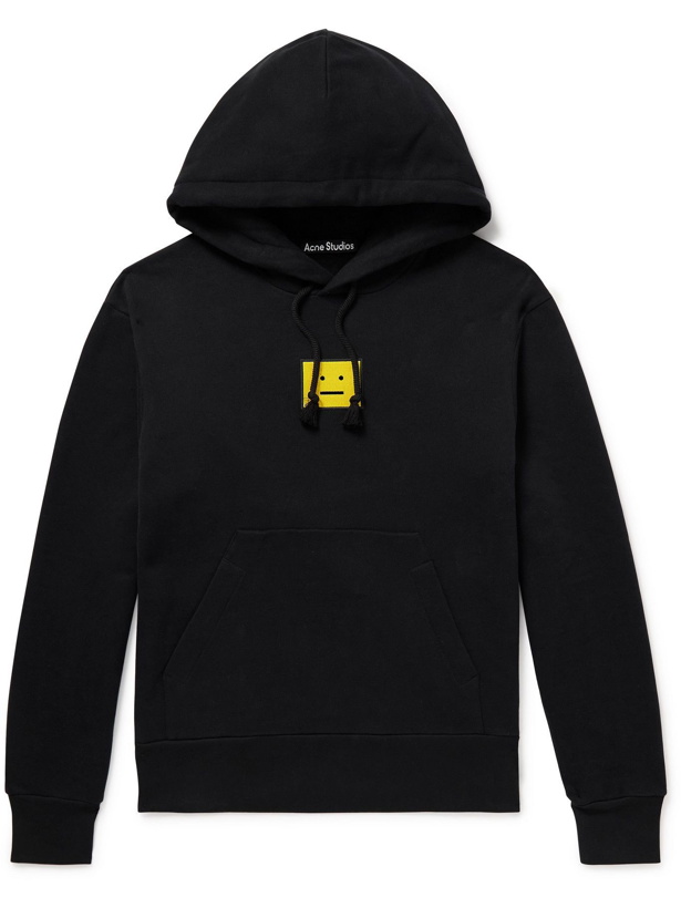 Photo: Acne Studios - Logo-Embroidered Cotton-Jersey Hoodie - Black