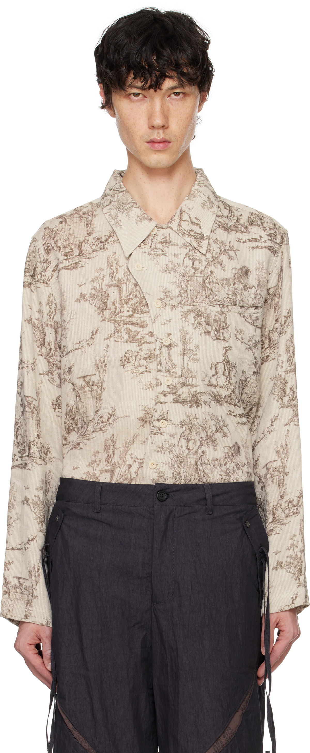 Professor.E Beige Seasonal Print Shirt