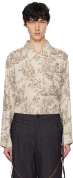 Professor.E Beige Seasonal Print Shirt