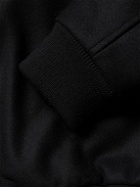 FRAME - Leather-Trimmed Wool Varsity Jacket - Black