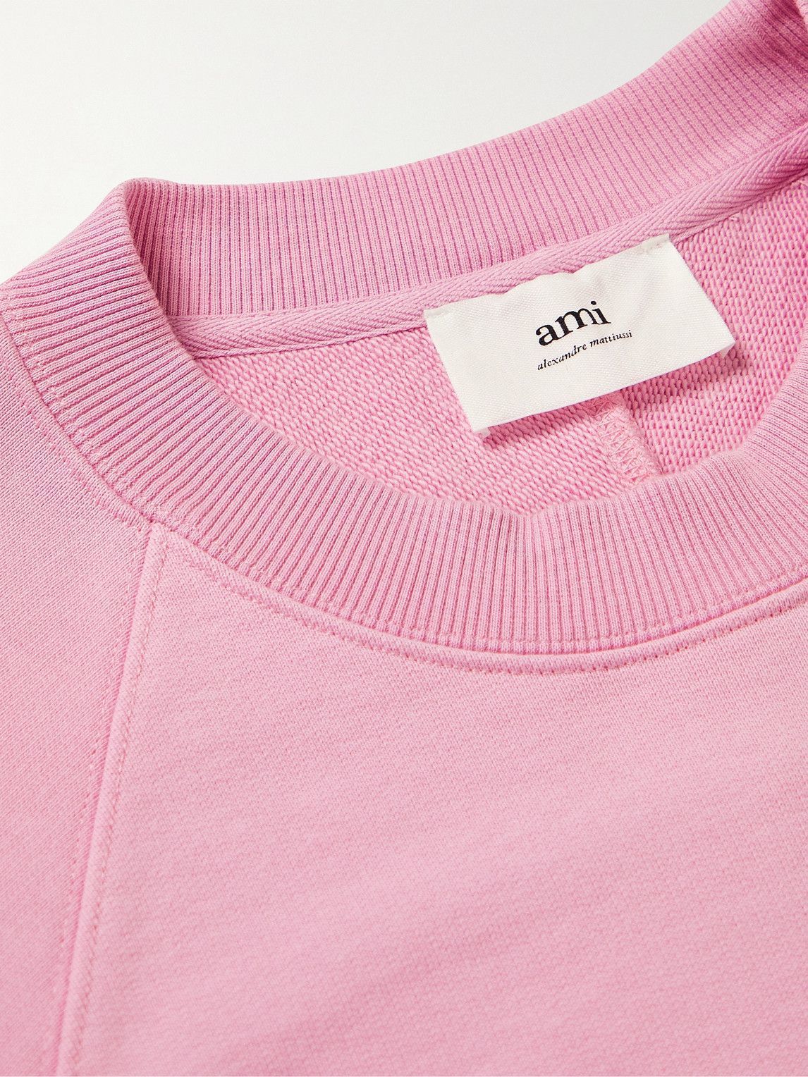 AMI PARIS - Logo-Embroidered Cotton-Jersey Sweatshirt - Pink AMI