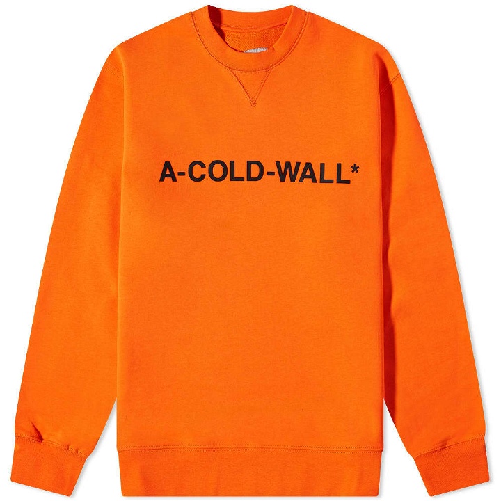 Photo: A-COLD-WALL* Men's Essential Logo Crew Sweat in Bright Orange