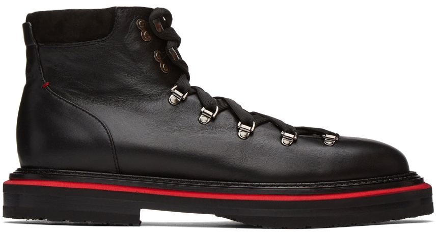 Isaia Black Hiker Lace-Up Boots Isaia
