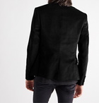 AMIRI - Slim-Fit Silk Satin-Trimmed Cotton-Blend Velvet Blazer - Black