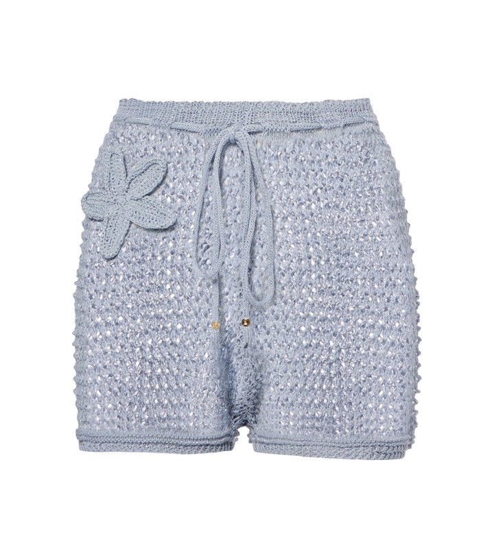 Photo: Bananhot Zorya open-knit lamé shorts