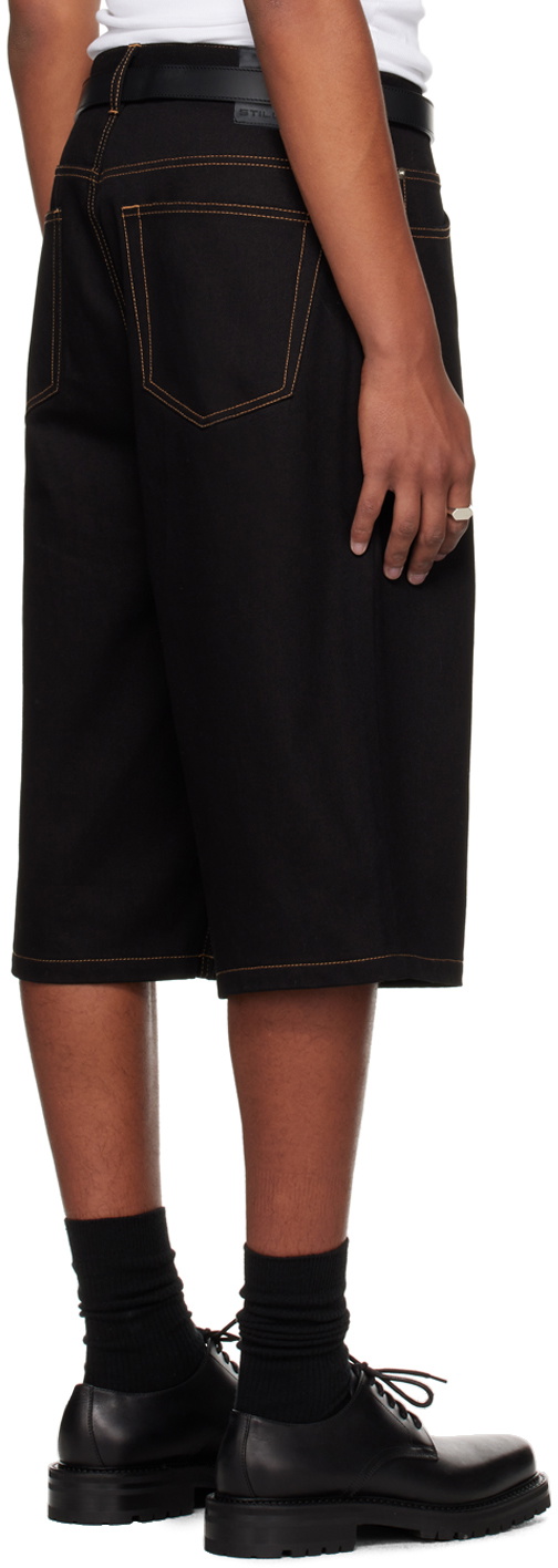 Still Kelly Black Raw Denim 6 Pocket Shorts
