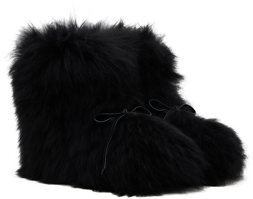 We11done Black Fur Moccasin Boots