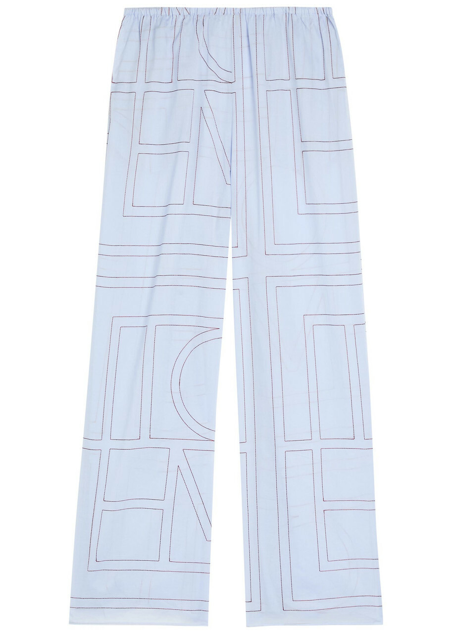 Toteme Logo-monogrammed Cotton-blend Pyjama Trousers Light Blue