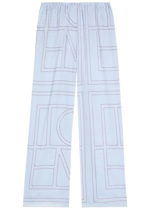 Photo: Toteme Logo-monogrammed Cotton-blend Pyjama Trousers Light Blue
