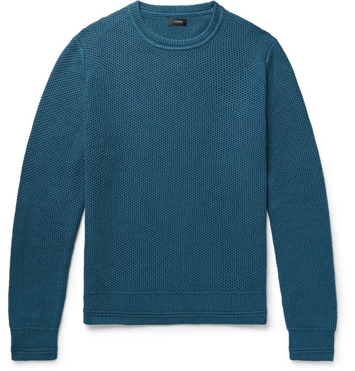 Photo: J.Crew - Honeycomb-Knit Cotton Sweater - Men - Petrol