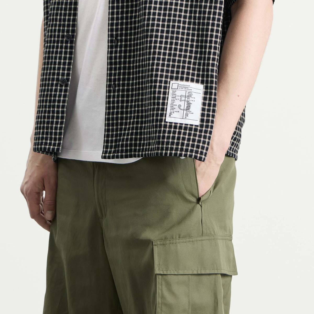 Neighborhood Men's BW Check Short Sleeve Shirt in Black