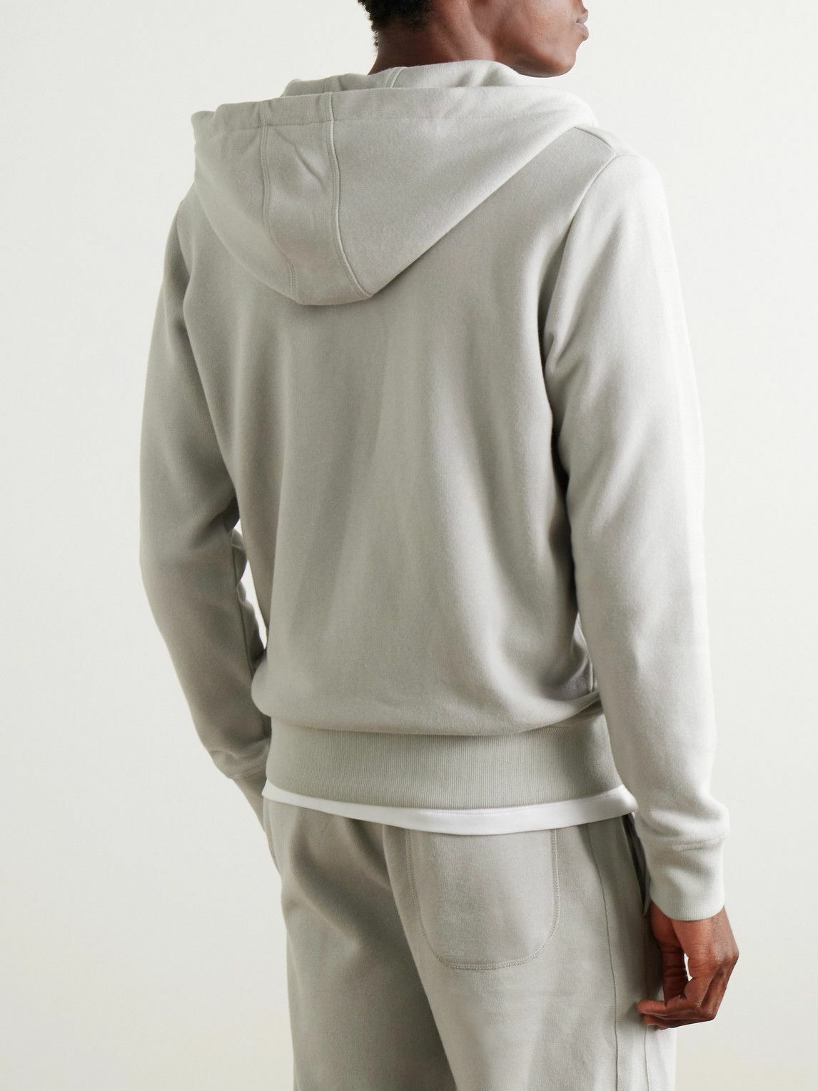Kingsman - Logo-Embroidered Cotton and Cashmere-Blend Jersey Zip-Up Hoodie - Gray