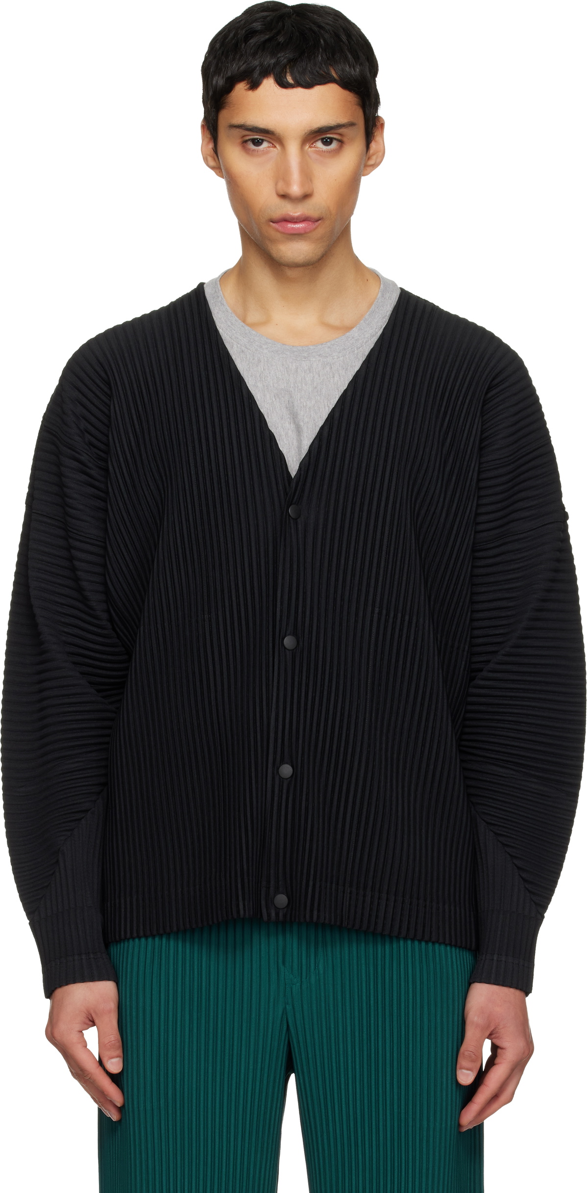 HOMME PLISSÉ ISSEY MIYAKE Black Color Pleats 1 Cardigan Homme