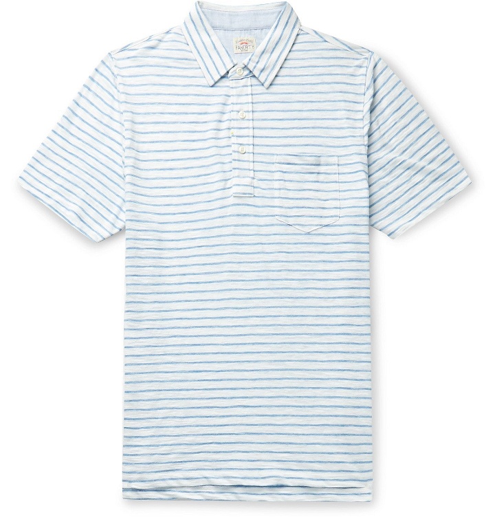 Photo: Faherty - Chambray-Trimmed Mélange Cotton-Blend Jersey Polo Shirt - White