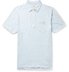 Faherty - Chambray-Trimmed Mélange Cotton-Blend Jersey Polo Shirt - White