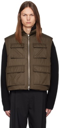Solid Homme Brown Stand Collar Down Vest