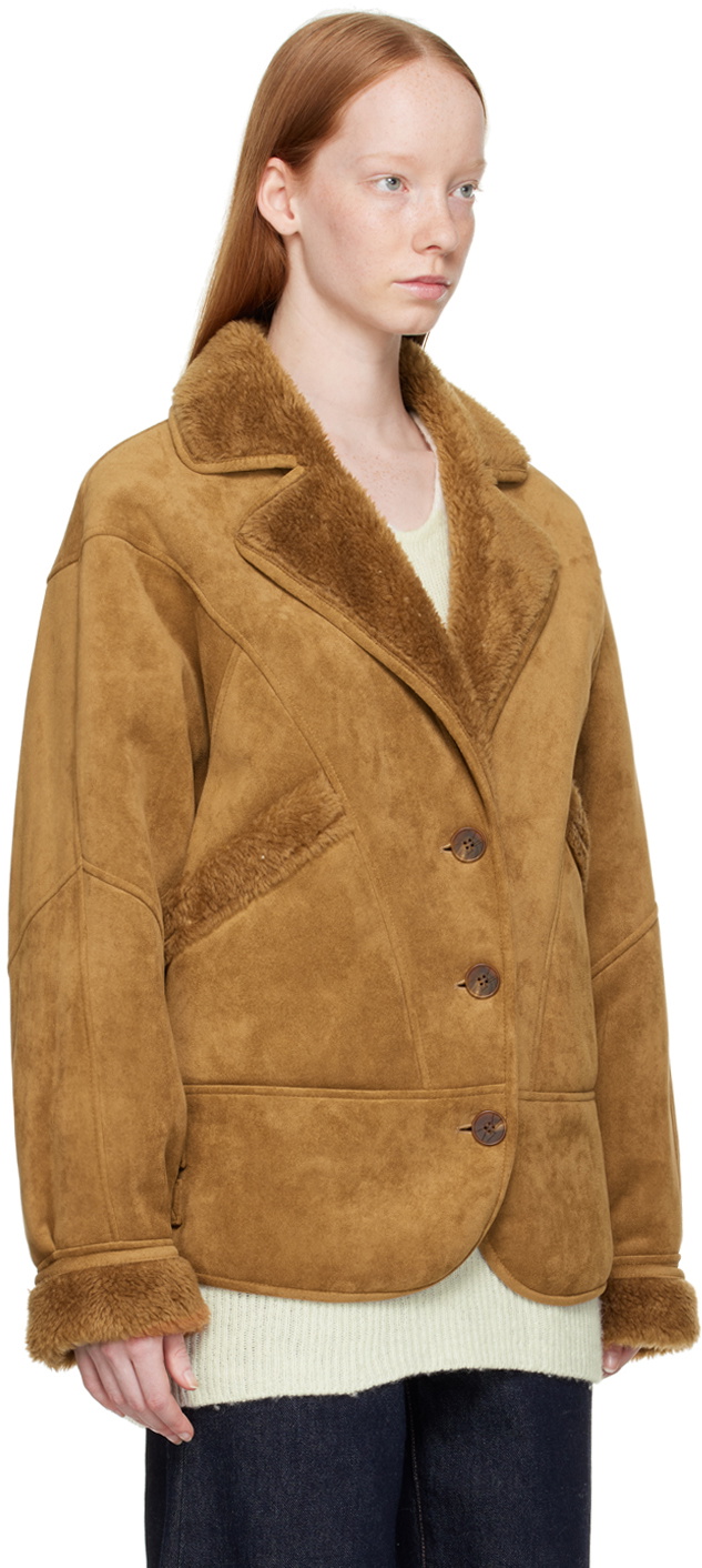 LVIR Tan Button Faux-Leather Jacket