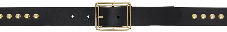 Ernest W. Baker Black Large Studs Gold Buckle Belt