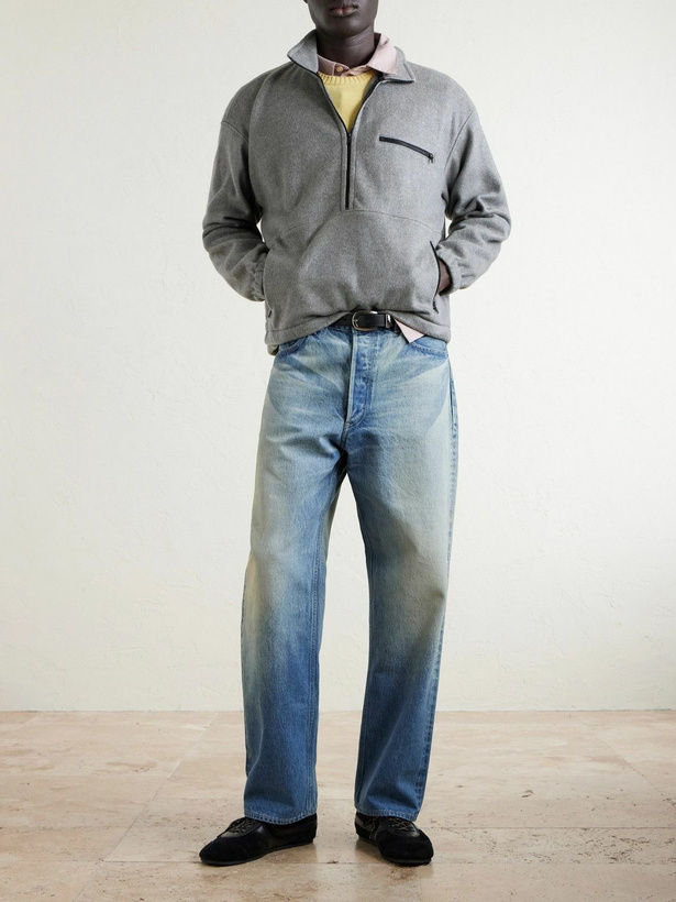 Photo: Auralee - Silk-Fleece Half-Zip Sweatshirt - Gray