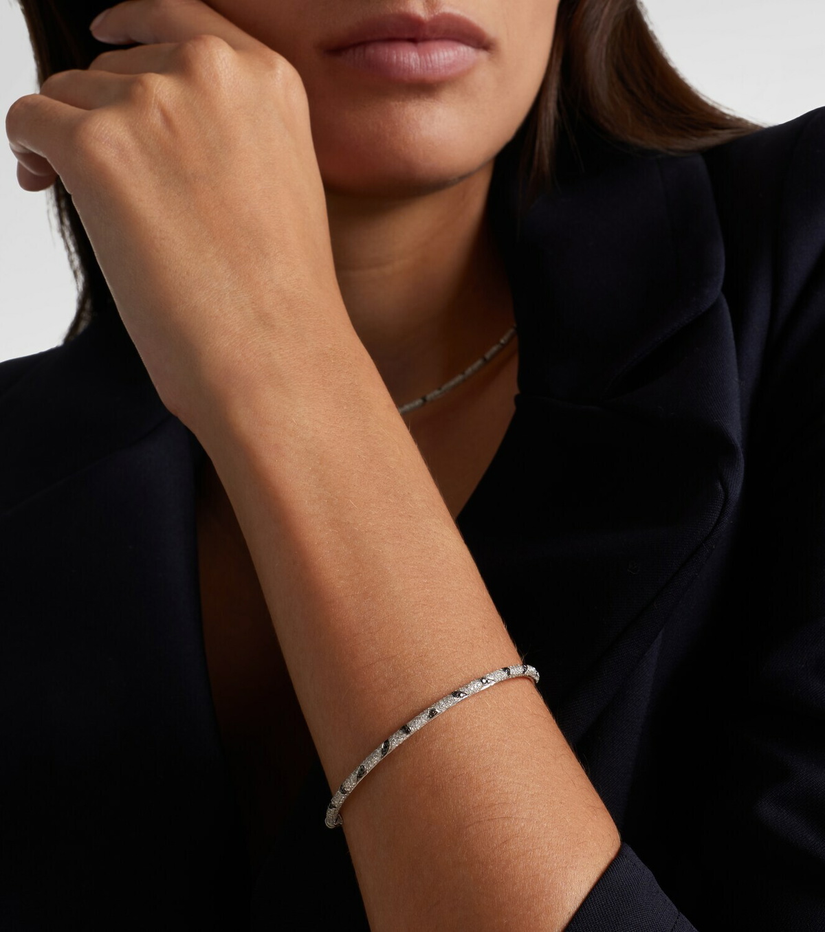 Yvonne Léon Jonc Zèbre 9kt white gold bracelet with diamonds