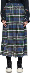 R13 Blue Kilt Midi Skirt