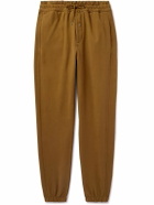 SAINT LAURENT - Tapered Logo-Embroidered Cotton-Jersey Sweatpants - Brown