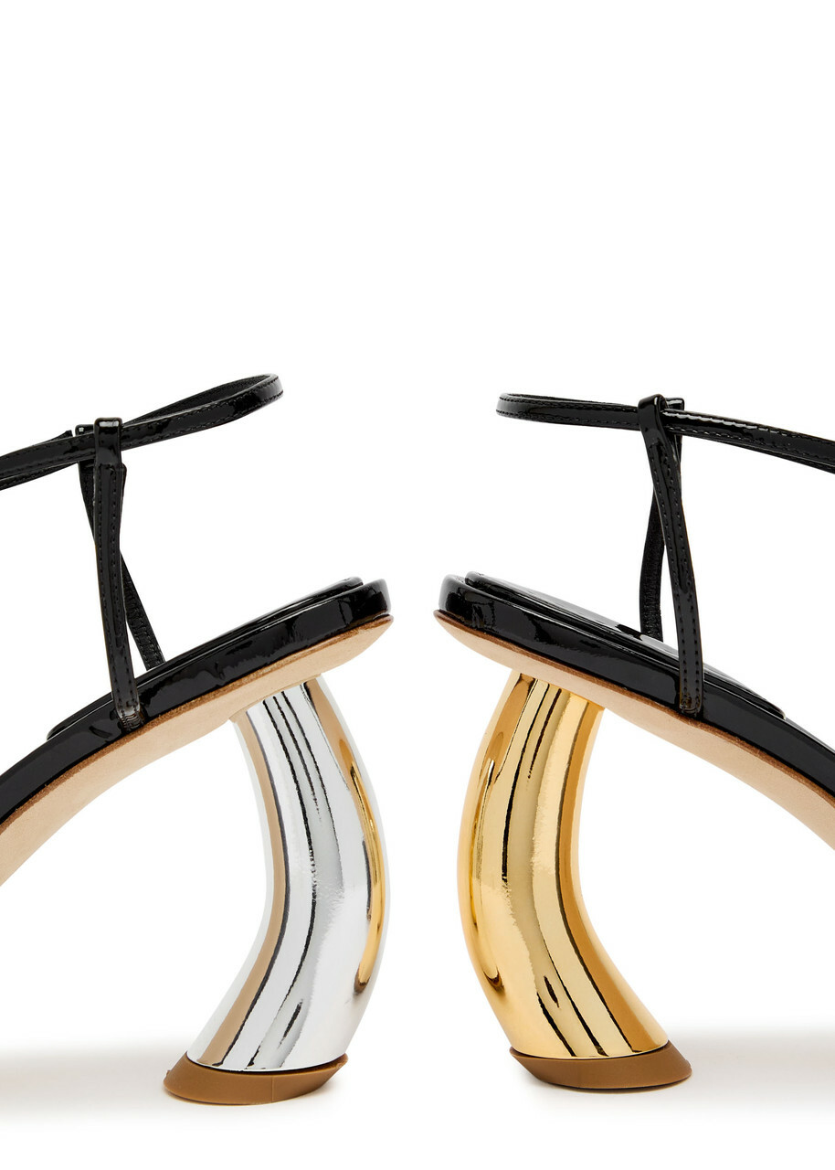 A.W.A.K.E Mode Giustine 90 Peep-toe Patent Leather Sandals Black