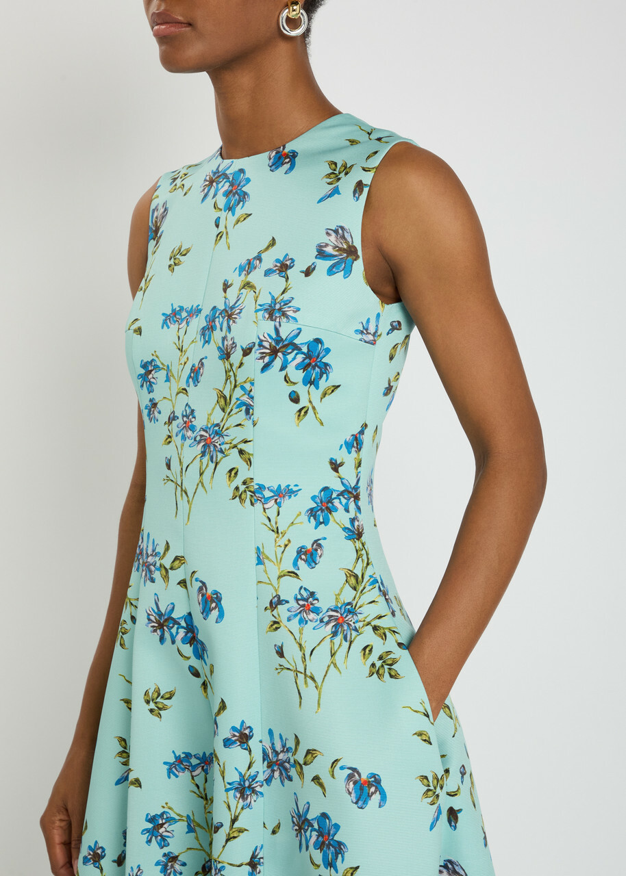 Emilia Wickstead Mara Floral-print Faille Midi Dress Blue