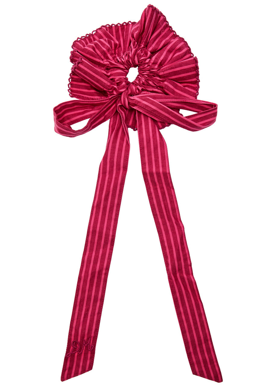 Damson Madder Garter Striped Cotton Scrunchie - Red - One Size