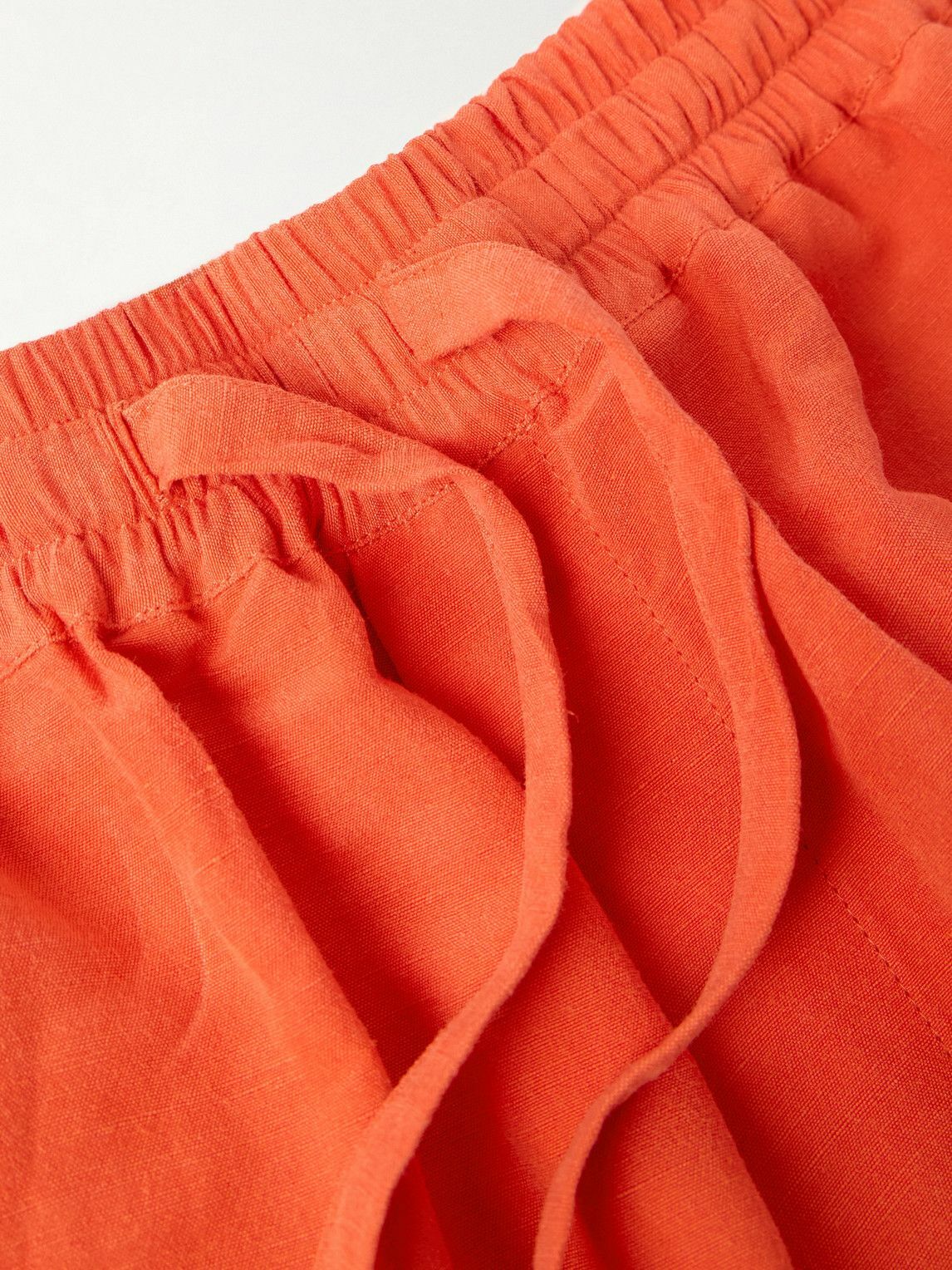 UMIT BENAN - Julian Straight-Leg Linen and Silk-Blend Drawstring Shorts - Red