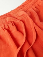 UMIT BENAN - Julian Straight-Leg Linen and Silk-Blend Drawstring Shorts - Red