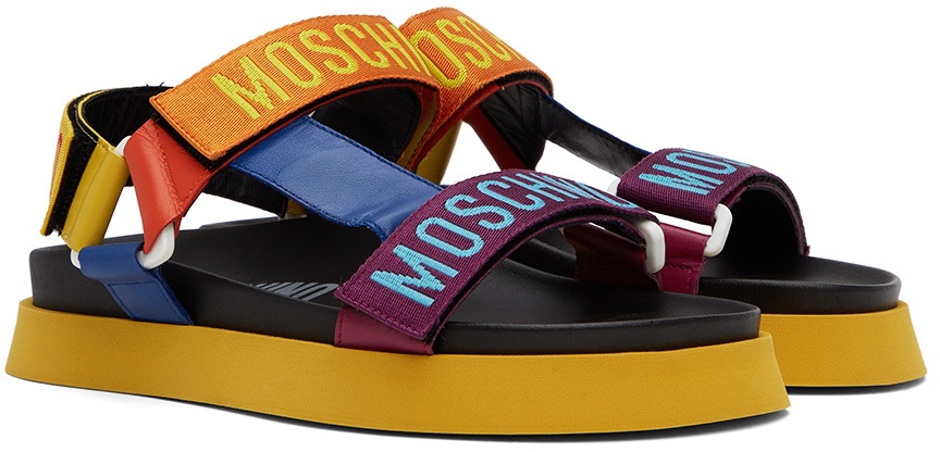 Moschino multicolor store logo pool sandals