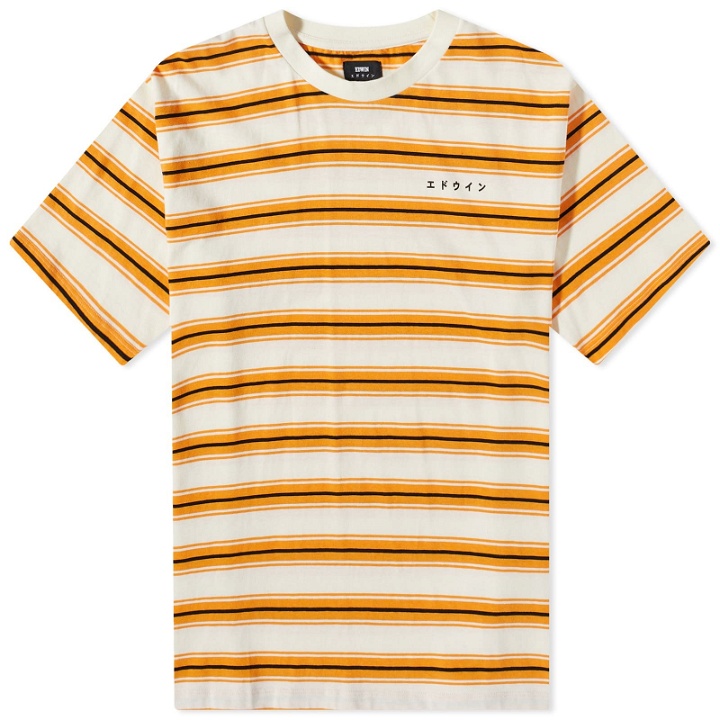 Photo: Edwin Men's Quarter Stripe T-Shirt in Orange