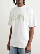 Balenciaga - Oversized Distressed Logo-Print Cotton-Jersey T-Shirt - White