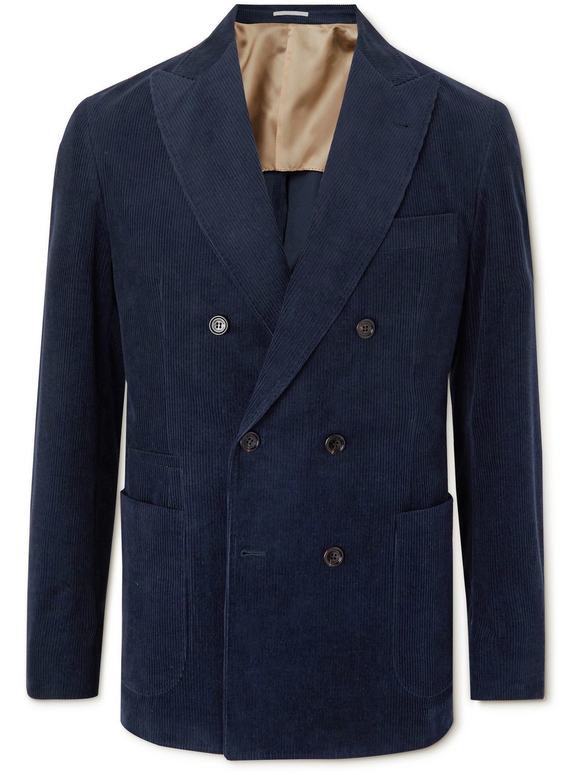Brunello Cucinelli - Double-Breasted Cotton-Corduroy Blazer