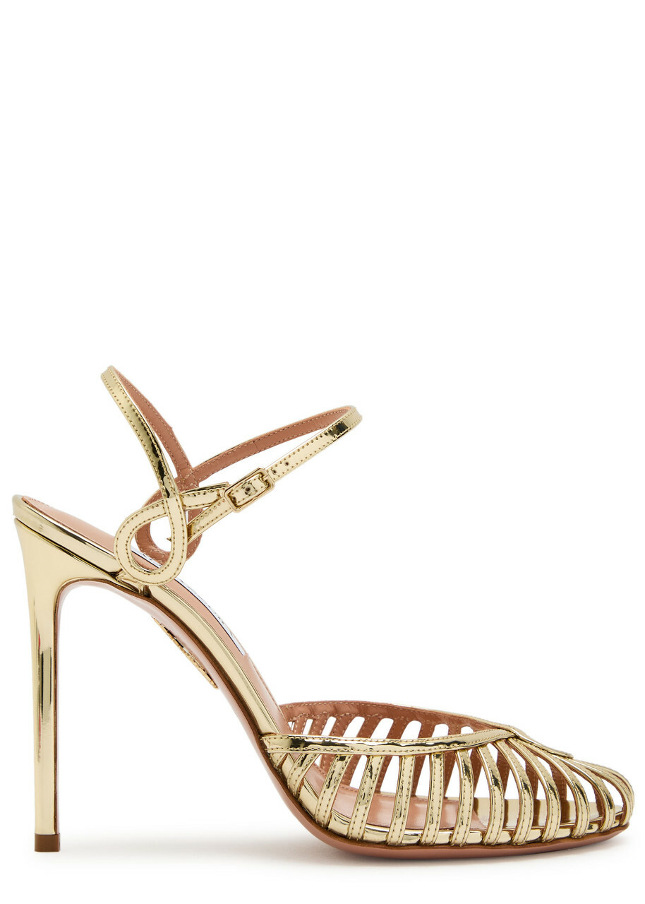 Aquazzura Sweet Surrender 105 Metallic Leather Pumps
