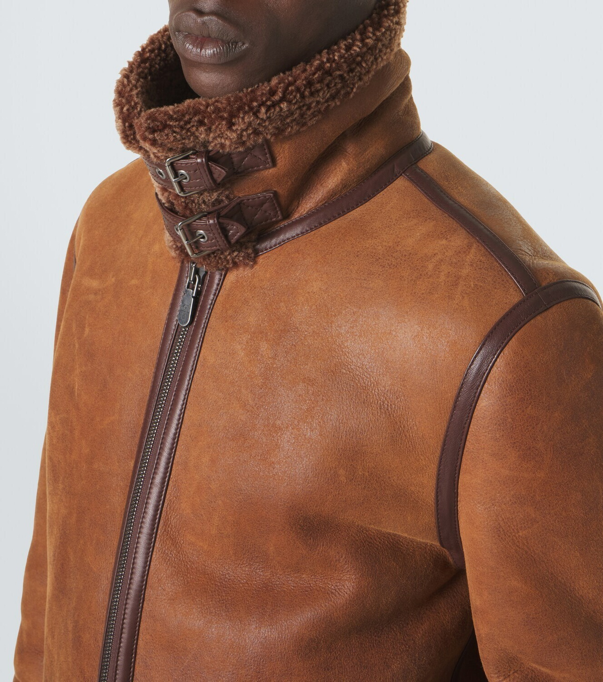 Brunello Cucinelli Shearling-lined leather jacket
