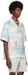 Givenchy Blue Graphic Bowling Shirt