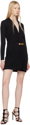 TOM FORD Black V-Neck Long Sleeve Cocktail Minidress