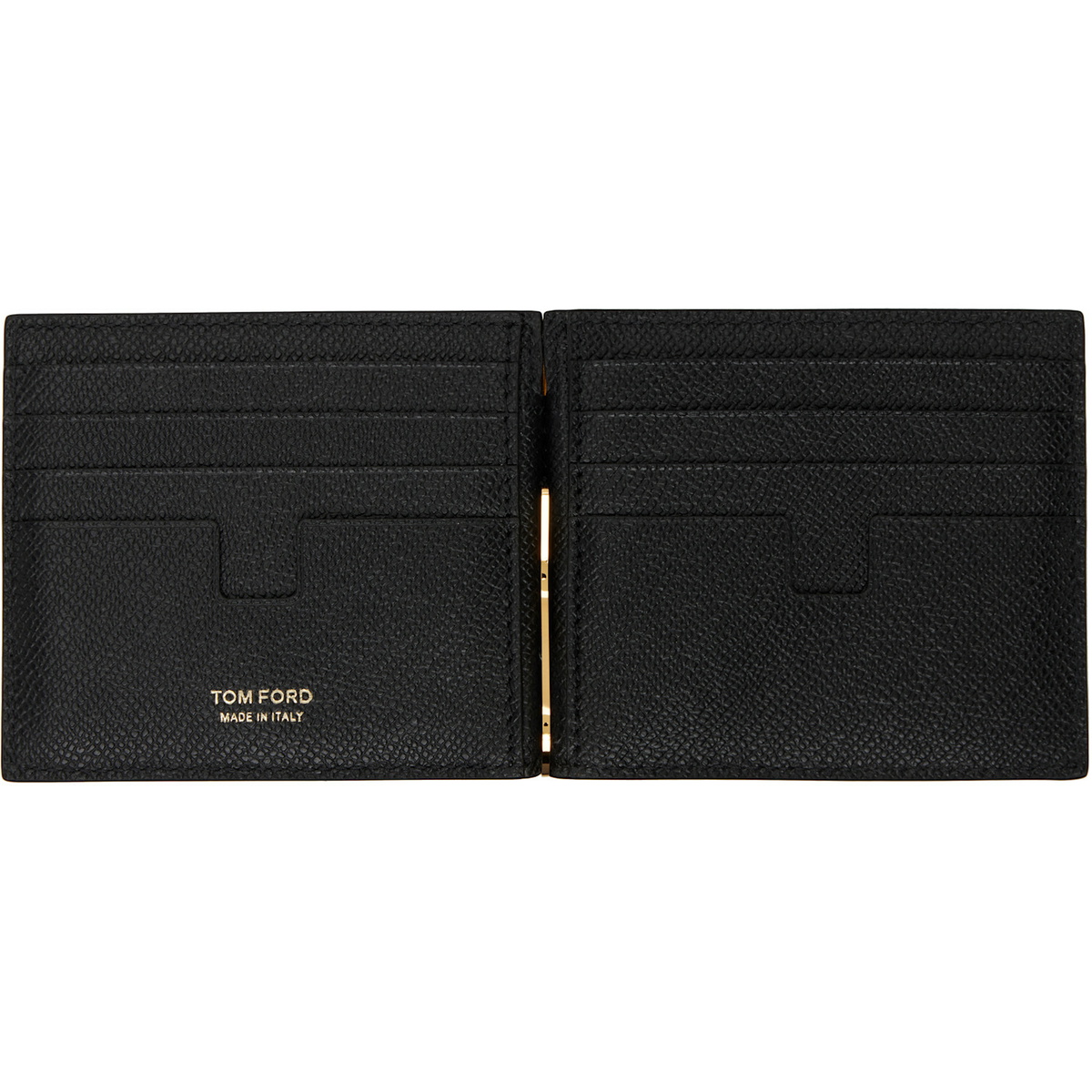 TOM FORD Black Small Grain Leather Money Clip Wallet