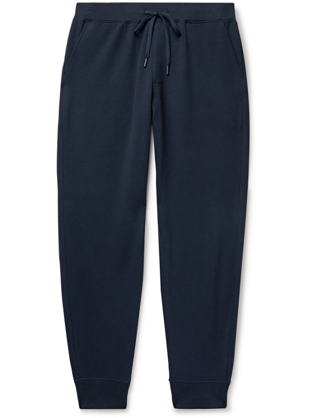 Photo: HANDVAERK - Flex Tapered Pima Cotton-Blend Jersey Sweatpants - Blue - M