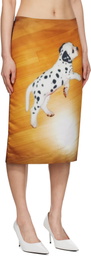 Ashley Williams Yellow & Black Printed Midi Skirt