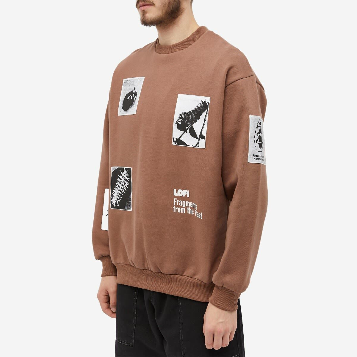 Lo-Fi Men's Fragment Crew Sweat in Bark