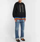 Loewe - Stripe-Trimmed Logo-Print Loopback Cotton-Jersey Hoodie - Men - Black