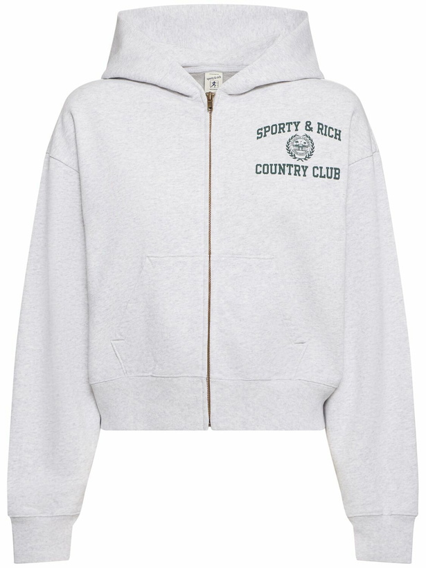 Photo: SPORTY & RICH Varsity Crest Cropped Zip Hoodie